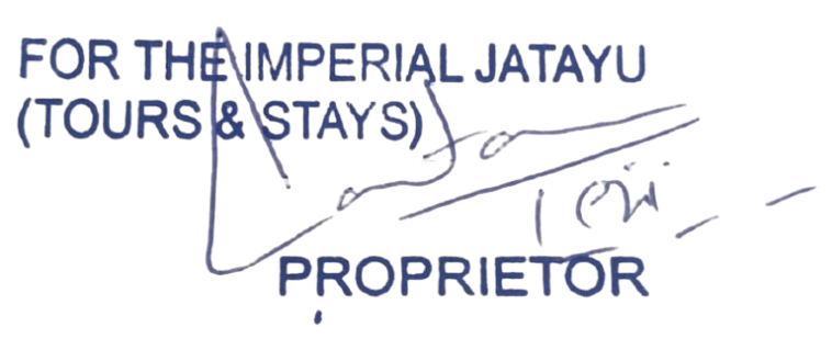 The Imperial Jatayu authorized signature and company stamp